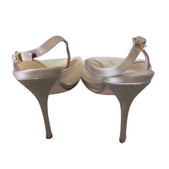 Manolo Blahnik Drapiamu Tulle & Satin Mules 39 Strappy Heels Bridal Wedding - Picture 6 of 10